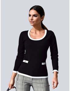 Alba Moda fekete pulóver fehér mintával