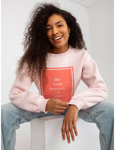 Fashionhunters Light pink oversized sweatshirt with printed design