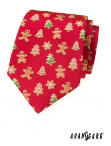 Avantgard Piros nyakkendő karácsonyi mézeskalácstal