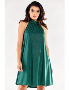 Mariti Zöld színű, kiszélesedő ruha, állógallérral