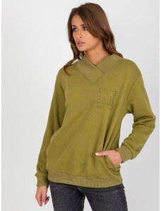 FANCY Olíva színű női pulóver kapucni nélkül FA-BL-8131.43-olive