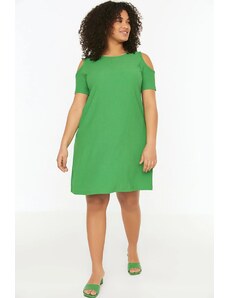 Trendyol Curve Green A-line kivágású részletes kötött ruha
