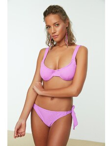 Trendyol Trendi lila texturált bikini felső