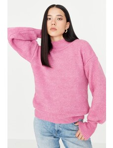 Trendyol rózsaszín puha textúrájú alap kötöttáru pulóver