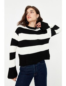 Trendyol fekete csíkos kötöttáru pulóver