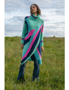 Glara Long poncho with wool