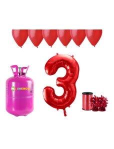 HeliumKing Hélium parti szett 3. születésnapra piros színű lufikkal