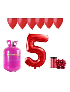 HeliumKing Hélium parti szett 5. születésnapra piros színű lufikkal