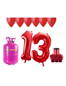 HeliumKing Hélium parti szett 13. szülinapra piros lufikkal