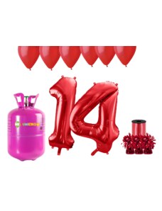 HeliumKing Hélium parti szett 14. szülinapra piros lufikkal
