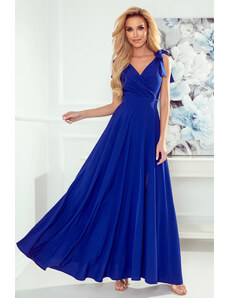 NUMOCO Hosszú kék ruha kivágással ELENA 405-2