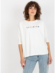 Fashionhunters Women's cotton T-shirt with the inscription Agatta - ecru