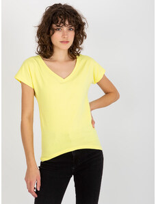 BASIC Világos sárga női póló nyakkivágással VI-TS-035.01P-light yellow
