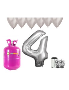 HeliumKing Hélium parti szett 4. születésnapra ezüst színű lufikkal