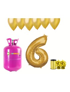 HeliumKing Hélium parti szett 6. születésnapra arany színű lufikkal