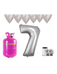 HeliumKing Hélium parti szett 7. születésnapra ezüst színű lufikkal
