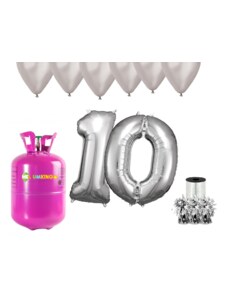 HeliumKing Hélium parti szett 10. születésnapra ezüst színű lufikkal