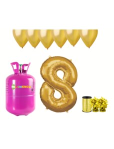 HeliumKing Hélium parti szett 8. születésnapra arany színű lufikkal