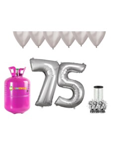 HeliumKing Hélium parti szett 75. születésnapra ezüst színű lufikkal