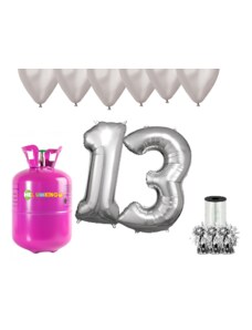 HeliumKing Hélium parti szett 13. születésnapra ezüst színű lufikkal