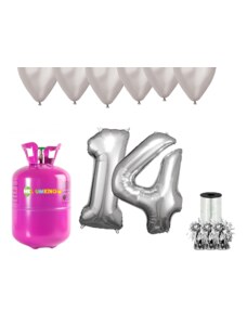 HeliumKing Hélium parti szett 14. születésnapra ezüst színű lufikkal