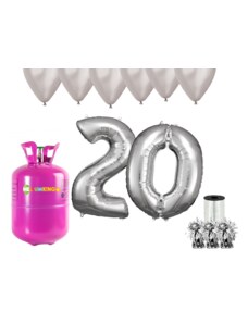 HeliumKing Hélium parti szett 20. születésnapra ezüst színű lufikkal