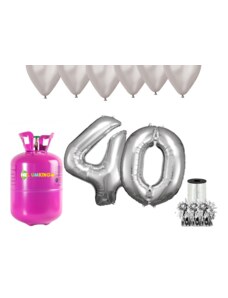 HeliumKing Hélium parti szett 40. születésnapra ezüst színű lufikkal
