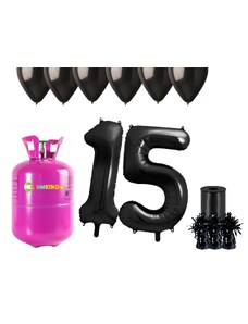 HeliumKing Hélium parti szett 15. születésnapra fekete színű lufikkal