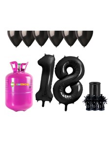 HeliumKing Hélium parti szett 18. születésnapra fekete színű lufikkal