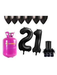 HeliumKing Hélium parti szett 21. születésnapra fekete színű lufikkal