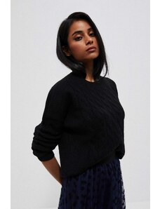 Moodo Sweater with decorative knitting - black