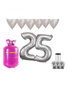 HeliumKing Hélium parti szett 25. születésnapra ezüst színű lufikkal
