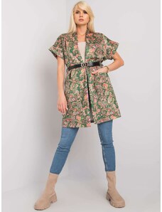Fashionhunters Green coat with belt and pockets