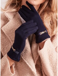 Fashionhunters Classic navy blue women's gloves