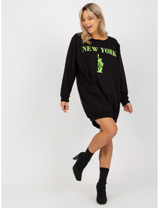 Fashionhunters Black and green oversize long sweatshirt