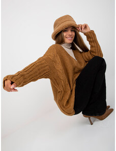 Fashionhunters Oversize camel sweater OCH BELLA with braids