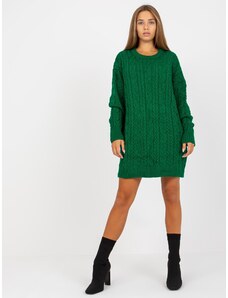 Fashionhunters Green long sweater with braids in RUE PARIS cut