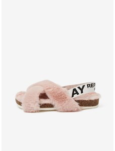 Light pink girly sandals with faux fur Replay - Girls