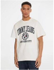 Tommy Hilfiger Krémszínű férfi póló Tommy Jeans - Férfi
