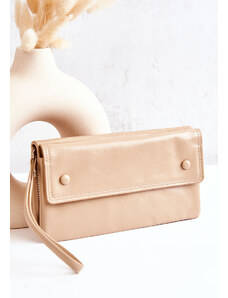 Kesi Large leather zippered wallet beige Loreaine