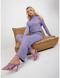 Fashionhunters Women's purple knitted trousers with high waist