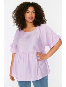 Trendyol Curve Lilac Knitted Ruffle Blouse