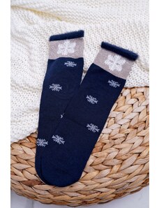 Kesi Women's socks warm dark blue with snowflake