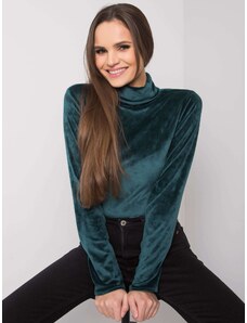 Fashionhunters Green velour blouse with turtleneck Millau