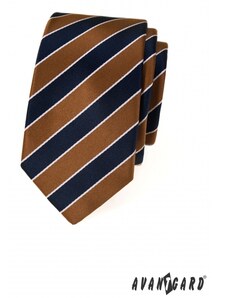 Avantgard Kék-barna csíkos keskeny nyakkendő