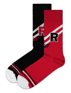 Replay Visszajátszás Ponožky Casual Sport Logo&Stripes 2Prs Banderole - Fekete/Piros