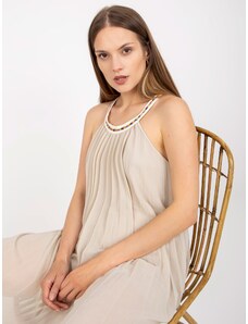 Fashionhunters One-size beige minidress with pleated