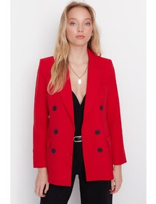 Trendyol Red szőtt bélelt dupla mellű záróblézer dzseki