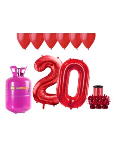 HeliumKing Hélium parti szett 20 . születésnap - piros lufikkal