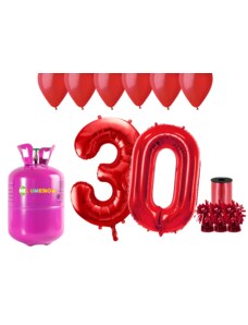 HeliumKing Hélium parti szett 30. szülinapra piros színű lufikkal